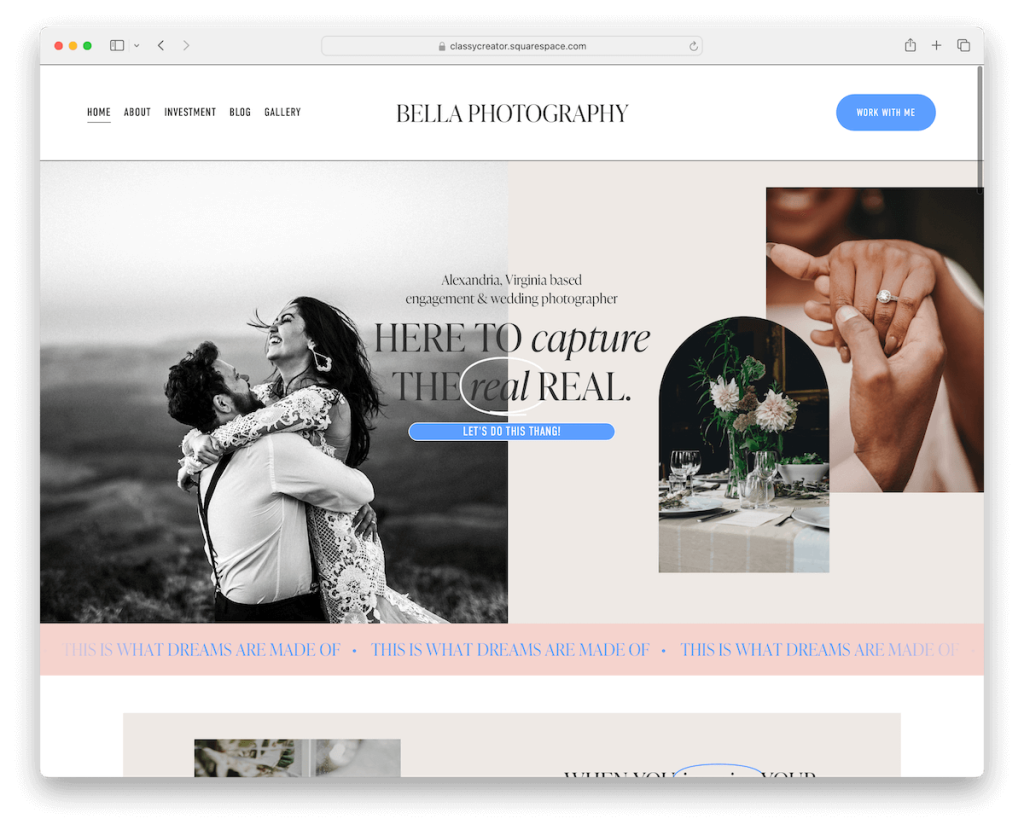 Stilvolle Hochzeitsvorlage von Creator Squarespace