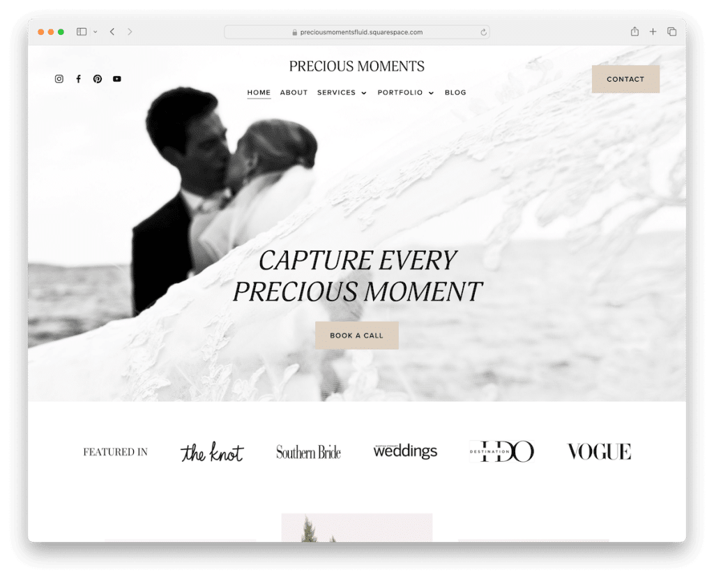 modèle de mariage Squarespace pour les moments précieux