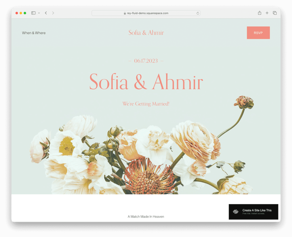 plantilla de boda rey squarespace