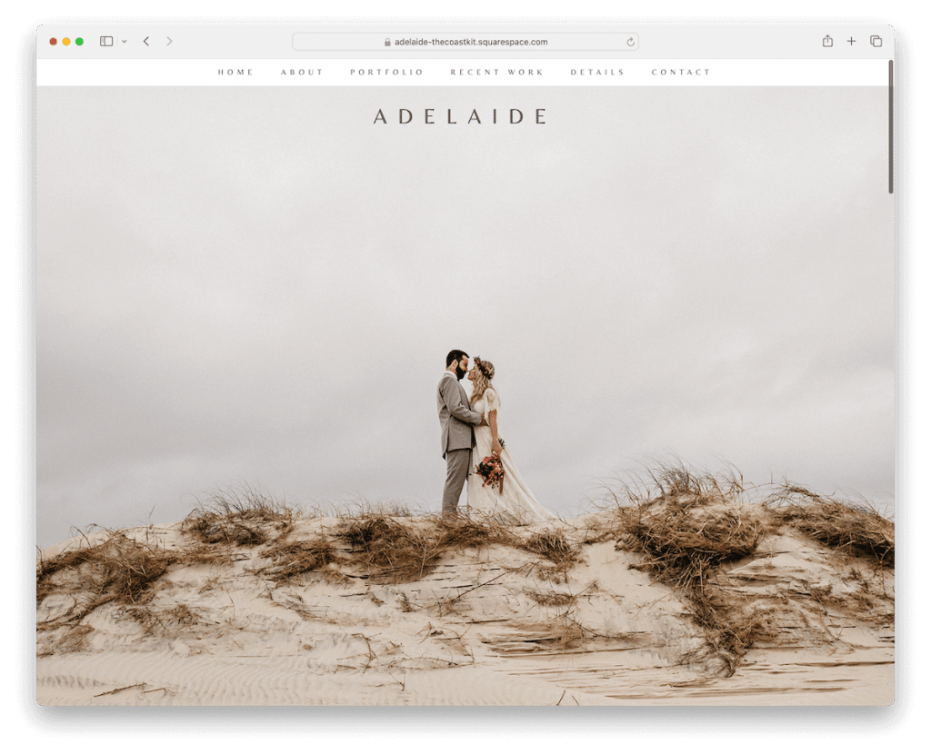 plantilla de boda de adelaide squarespace