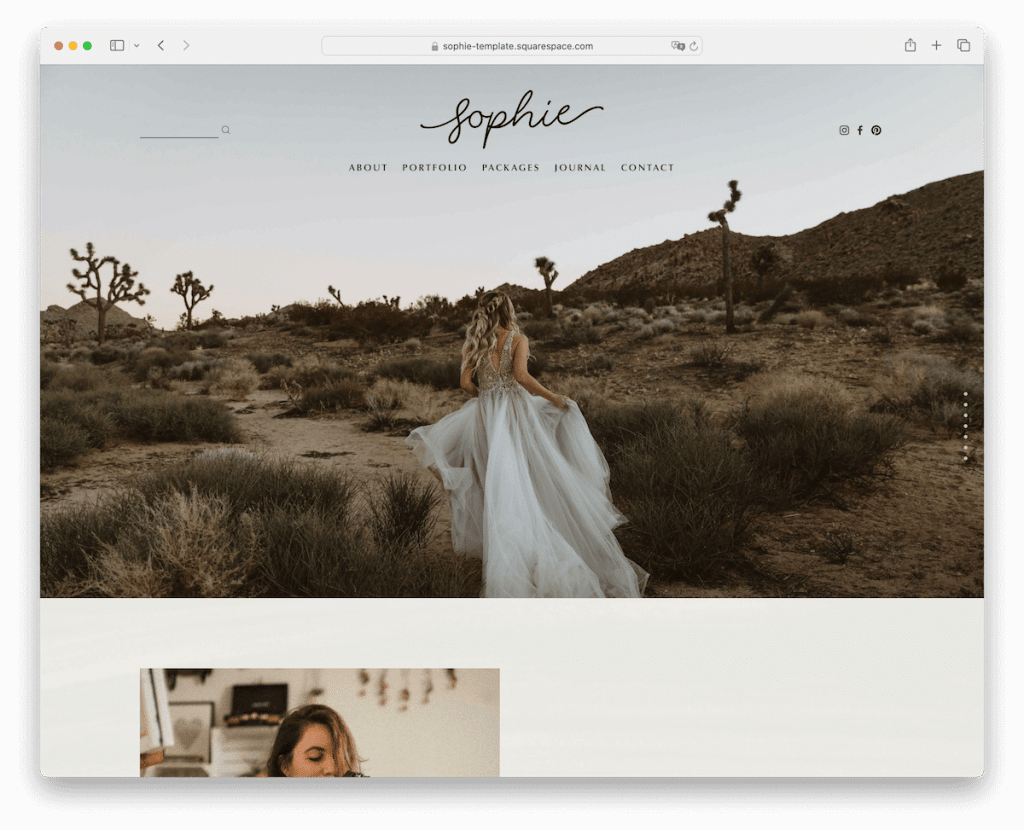 sophie squarespace düğün şablonu