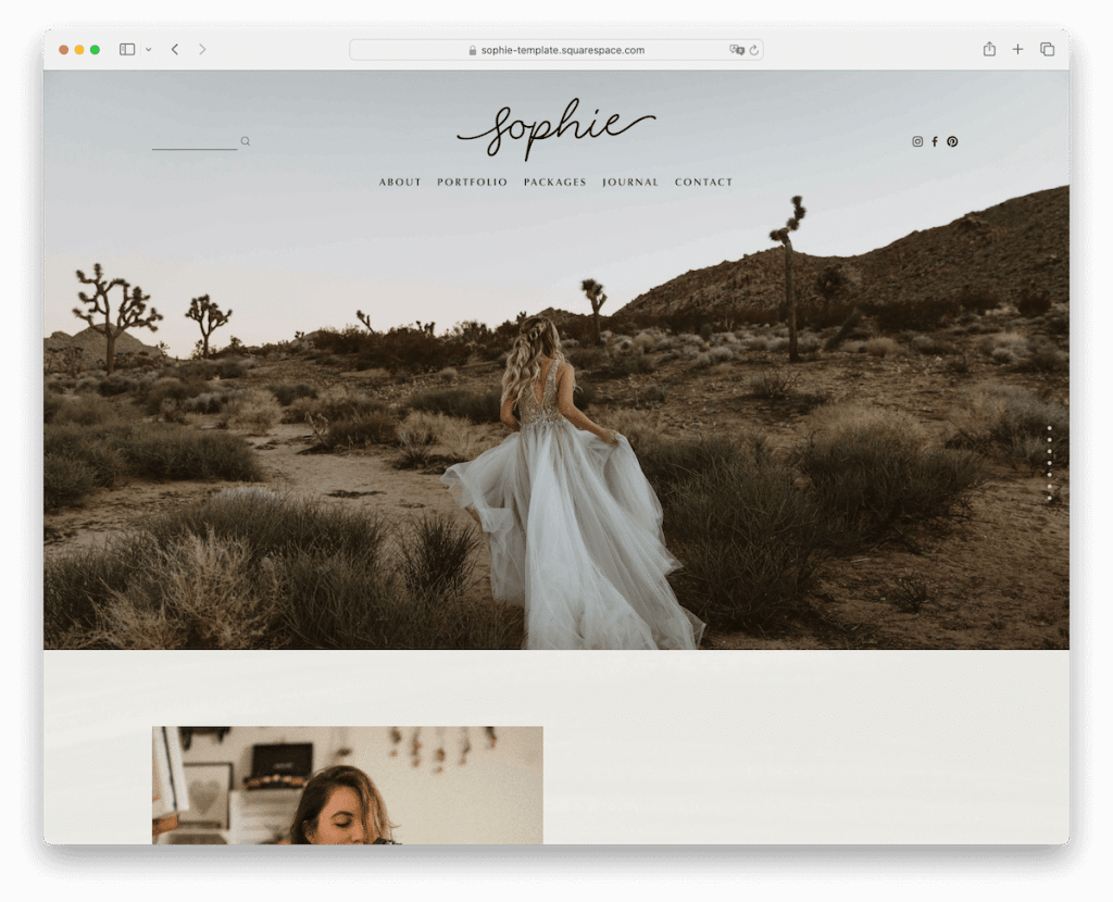 modèle de mariage de Sophie Squarespace