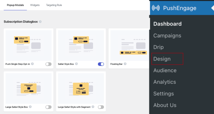 Rancang Modal Popup di plugin PushEngage WordPress