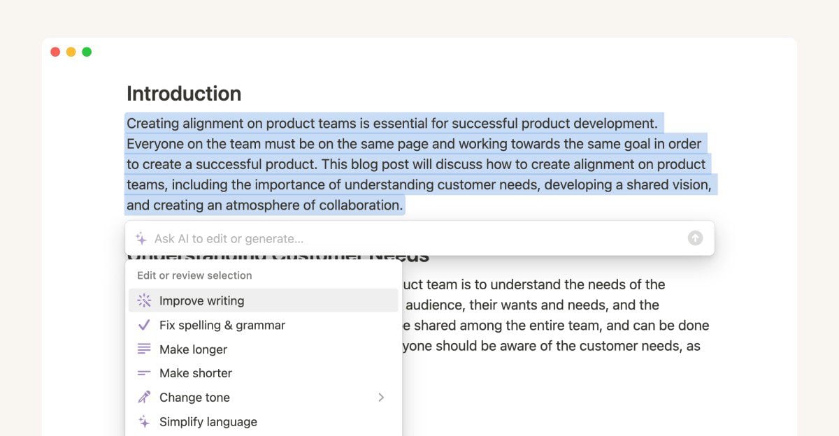 Notion AI pour l'aide à l'écriture d'IA