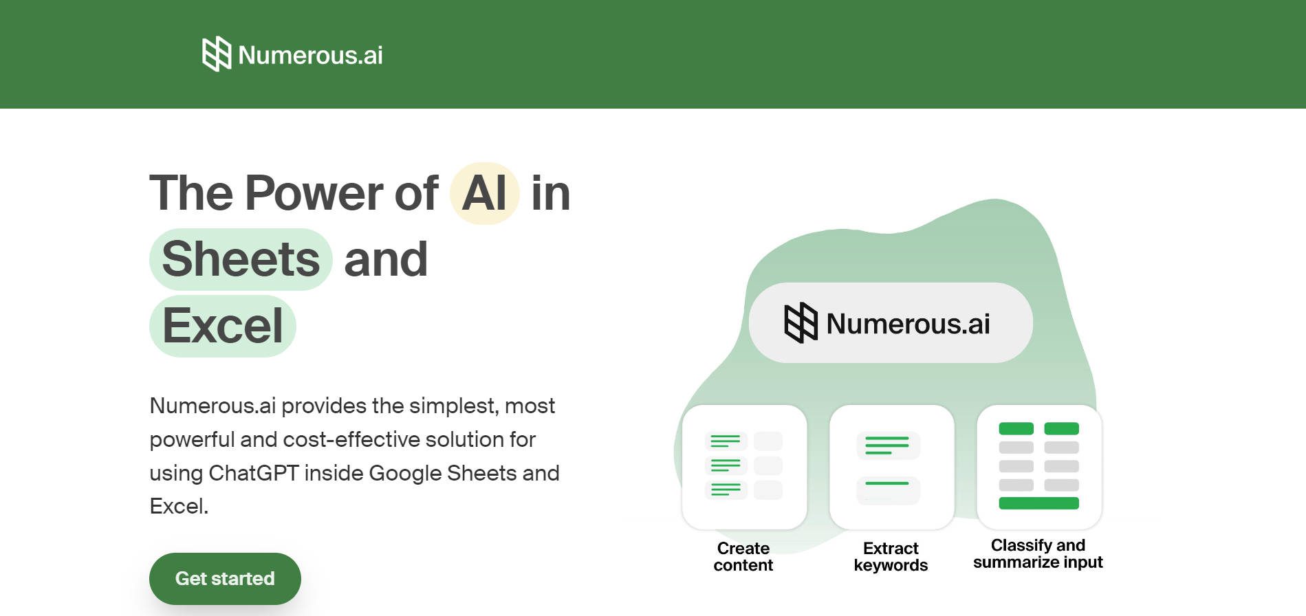 Numerous.ai - Домашняя страница - март 2024 г.