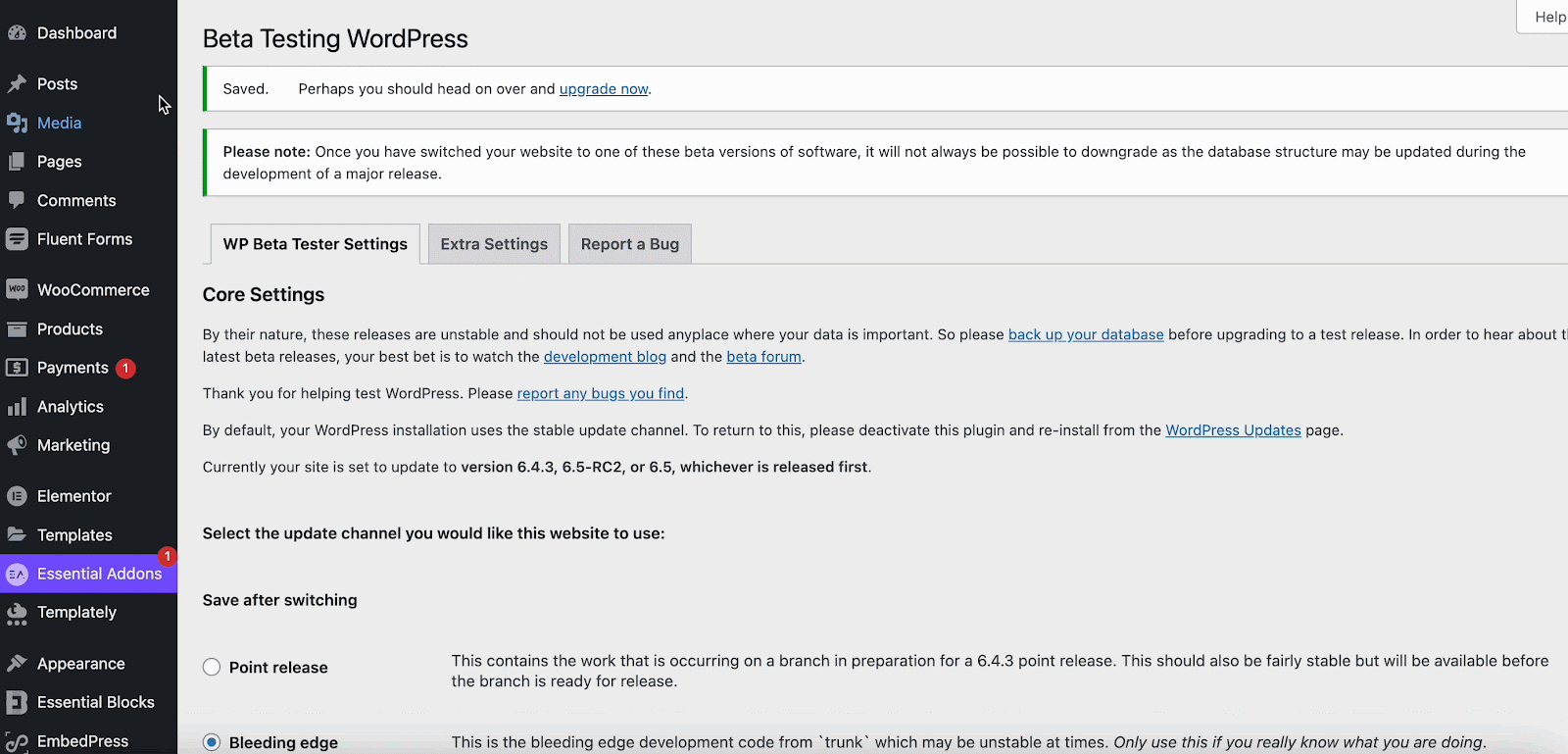 ผู้ทดสอบเบต้า WordPress WordPress beta tester