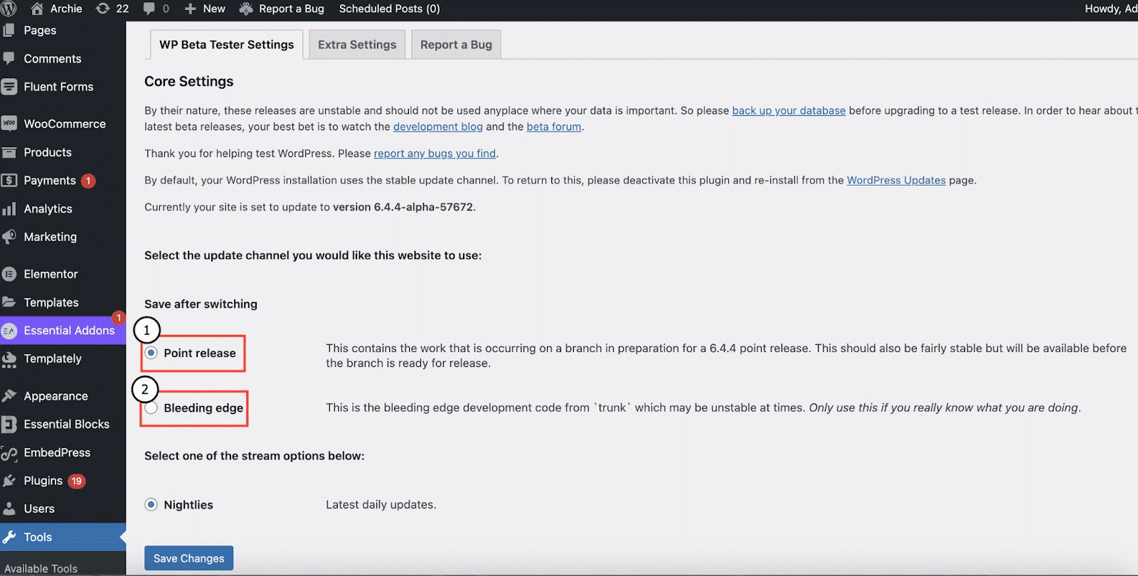 ผู้ทดสอบเบต้า WordPress WordPress beta tester