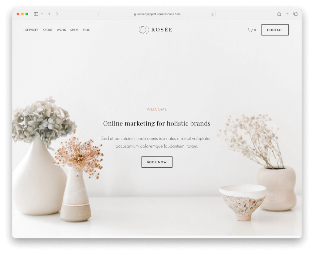 modèle de thérapeute rosee squarespace