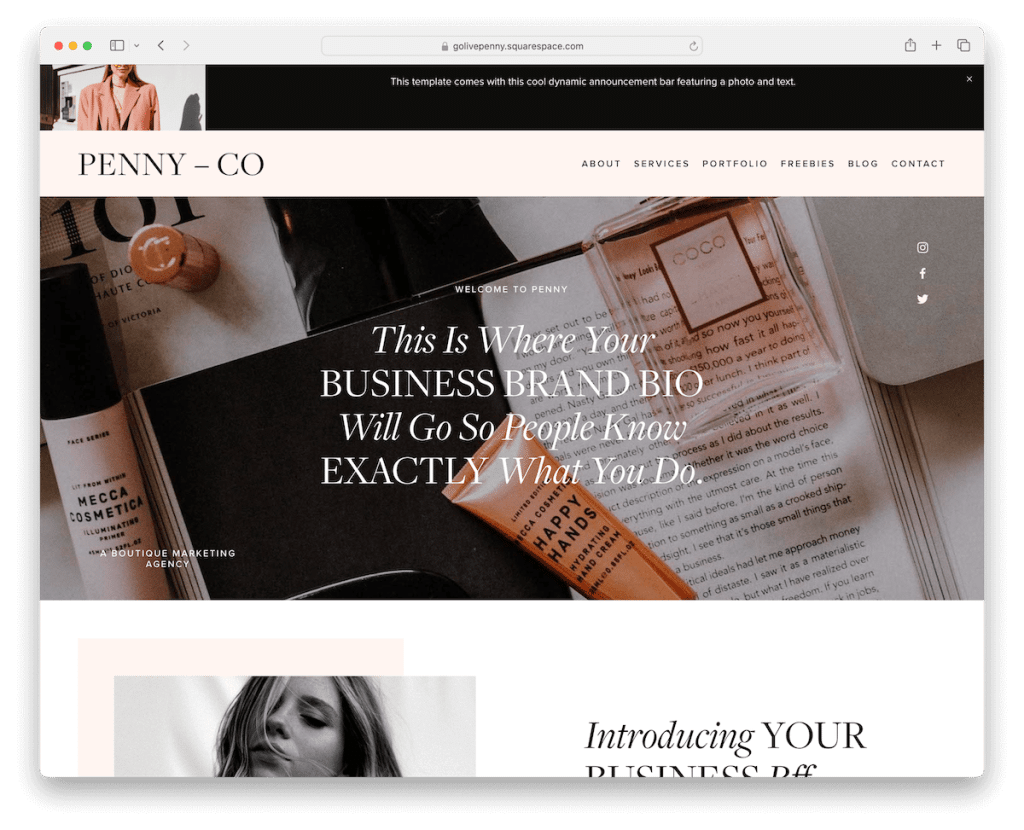 modèle de thérapeute Penny Squarespace