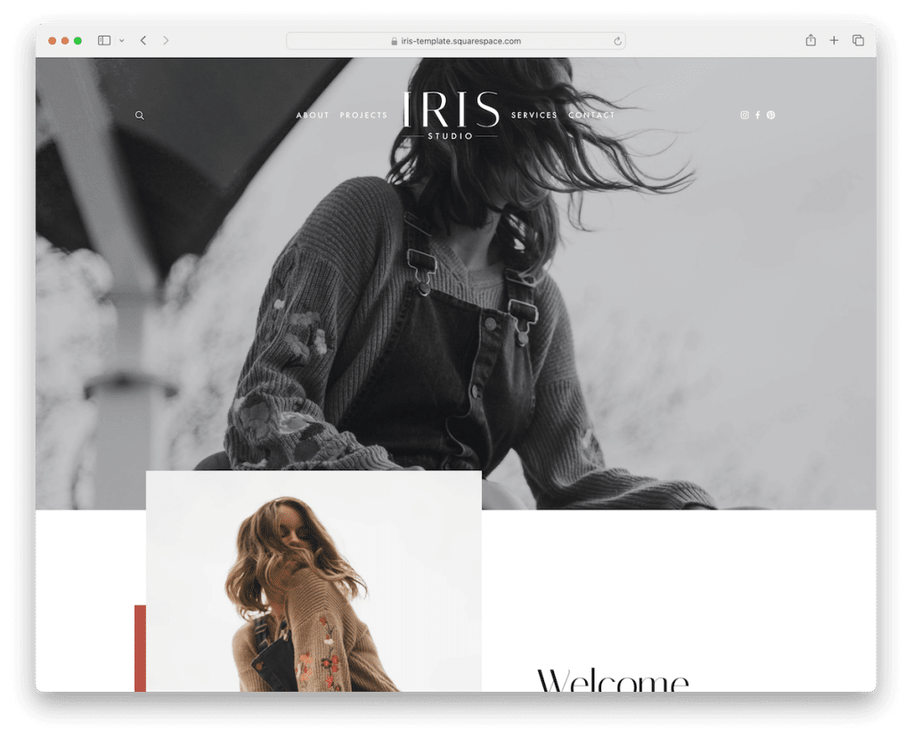 plantilla de diseñador iris squarespace