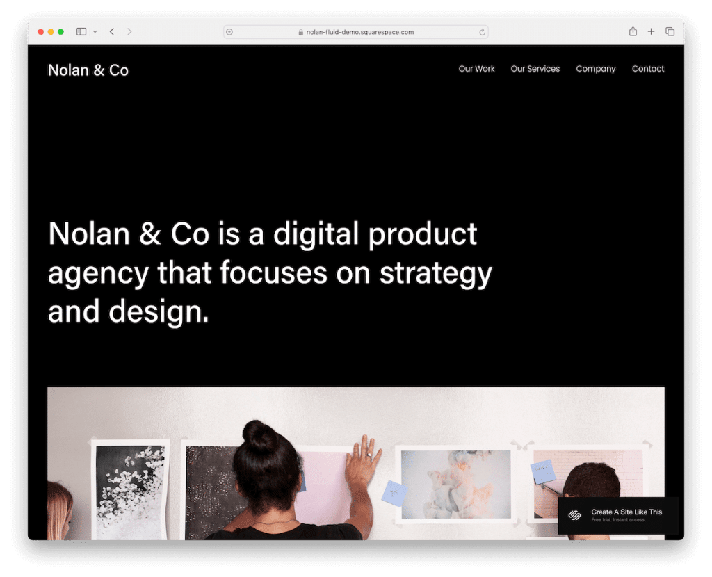 modello di progettazione nolan Squarespace