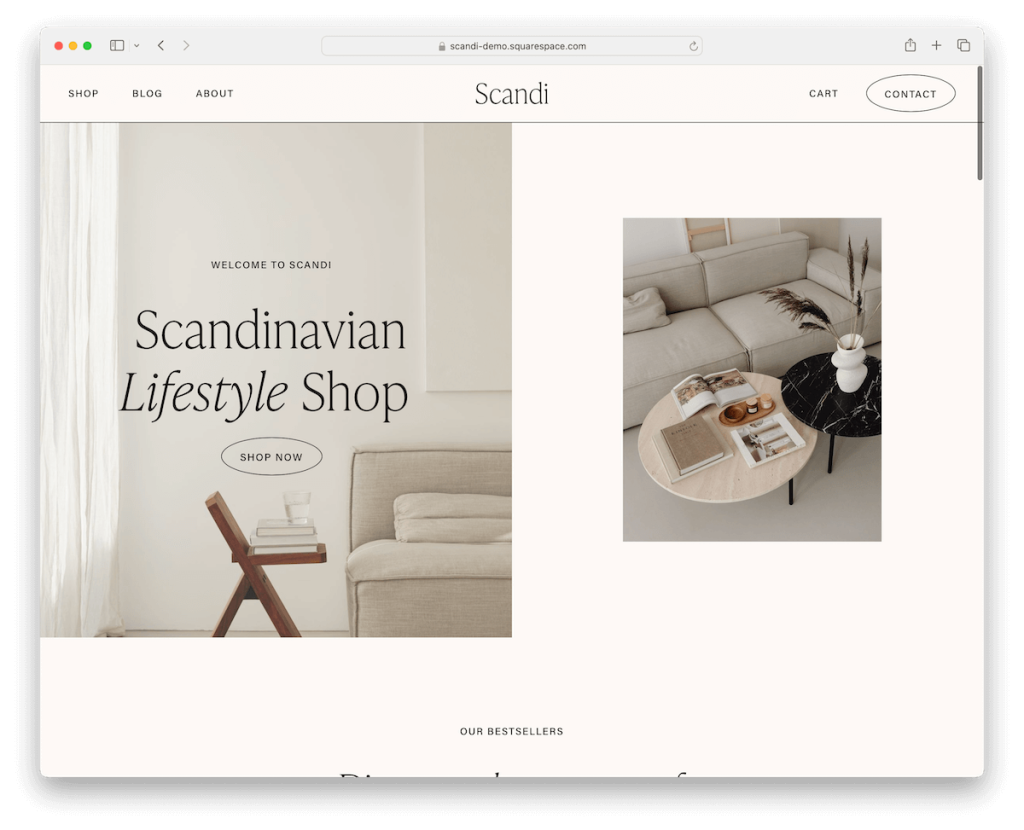 modello di progettazione Scandi Squarespace