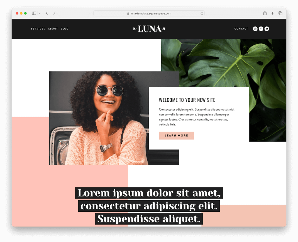 plantilla de diseñador luna squarespace