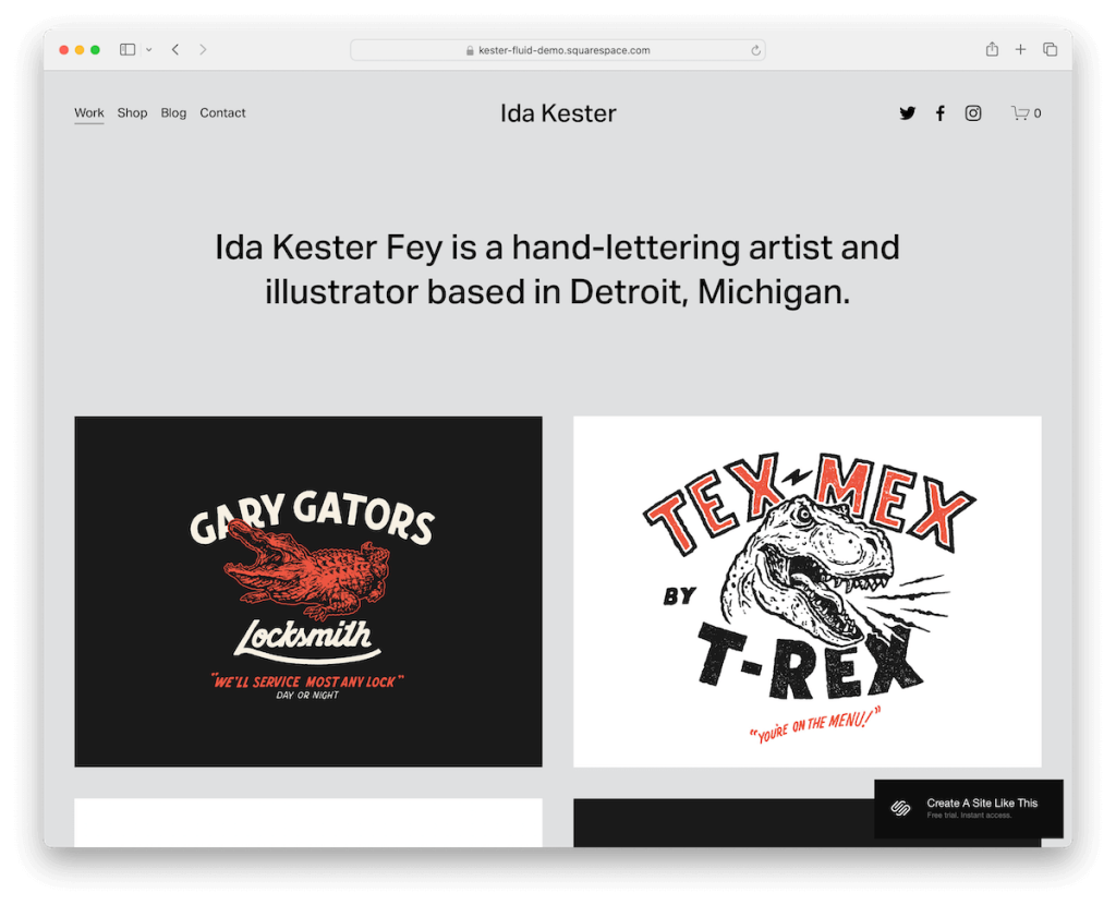 plantilla de artistas de kester squarespace