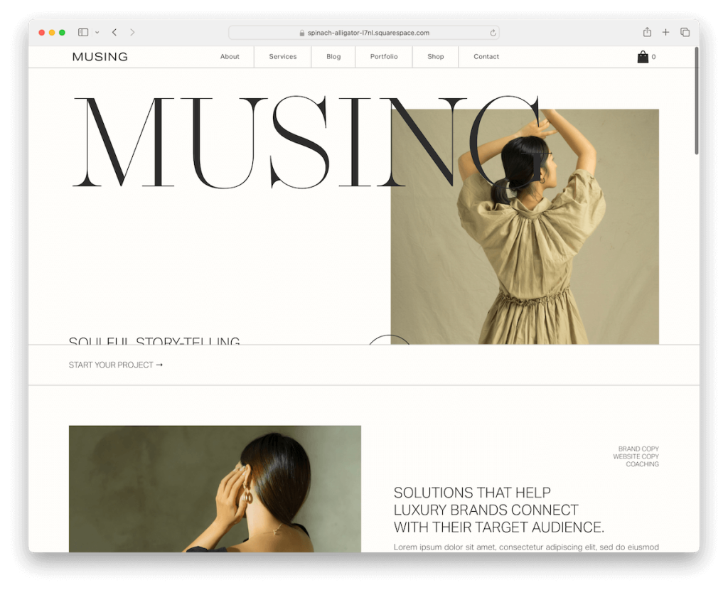Squarespace koçluk şablonunu musing