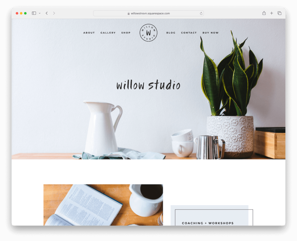 plantilla de entrenamiento de willow squarespace