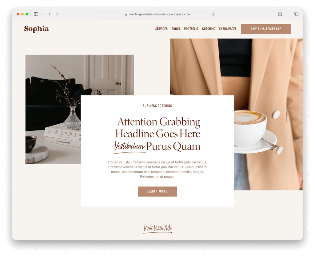 modèle de coaching Sophia Squarespace