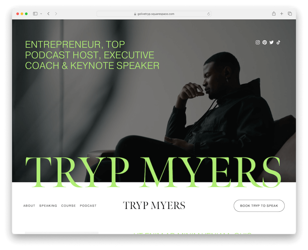 plantilla de entrenamiento de tryp squarespace