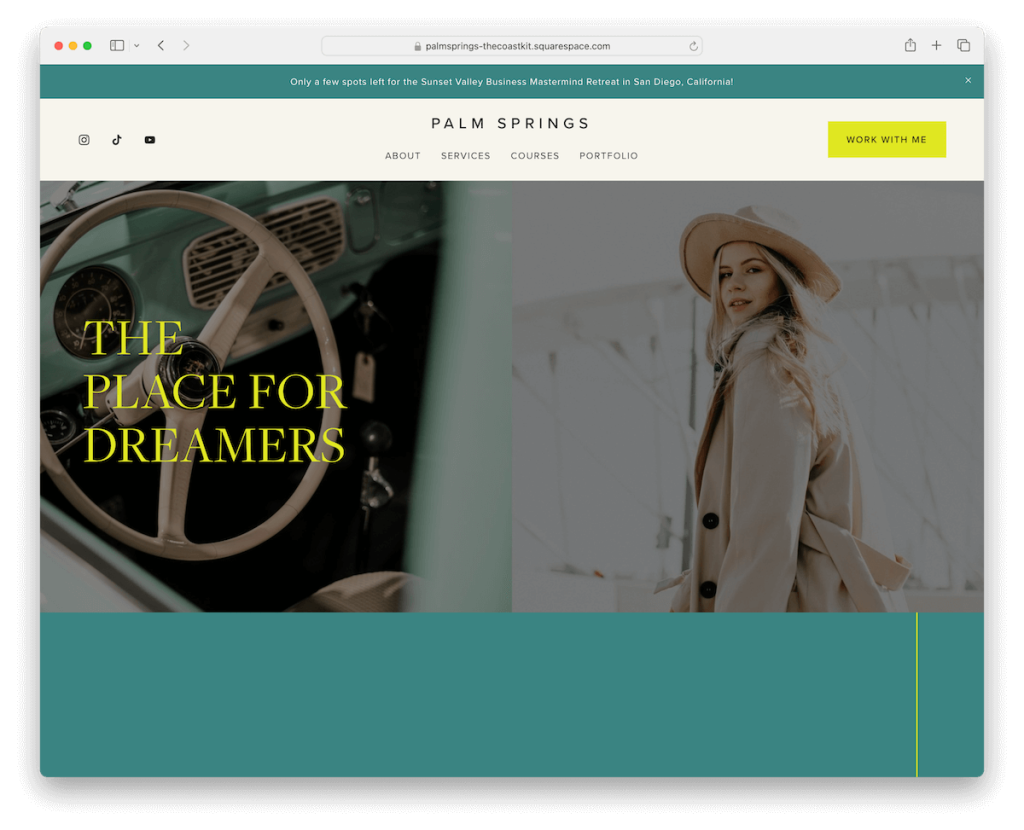 modèle de coaching Squarespace à Palm Springs
