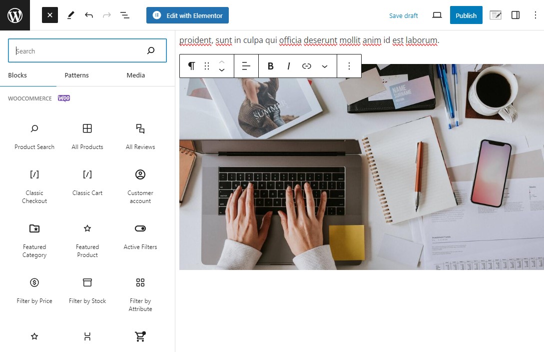 บล็อก Gutenberg WooCommerce