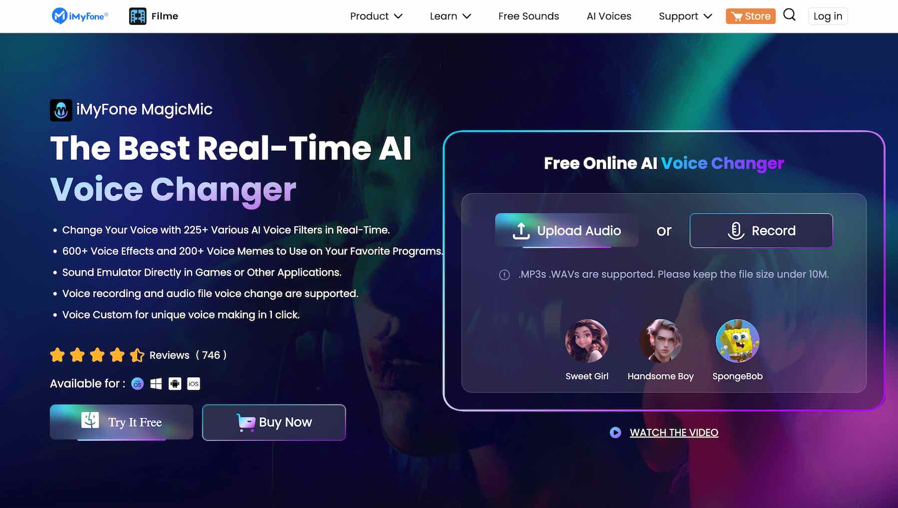 Скриншот веб-сайта MagicMic AI Voice Changer