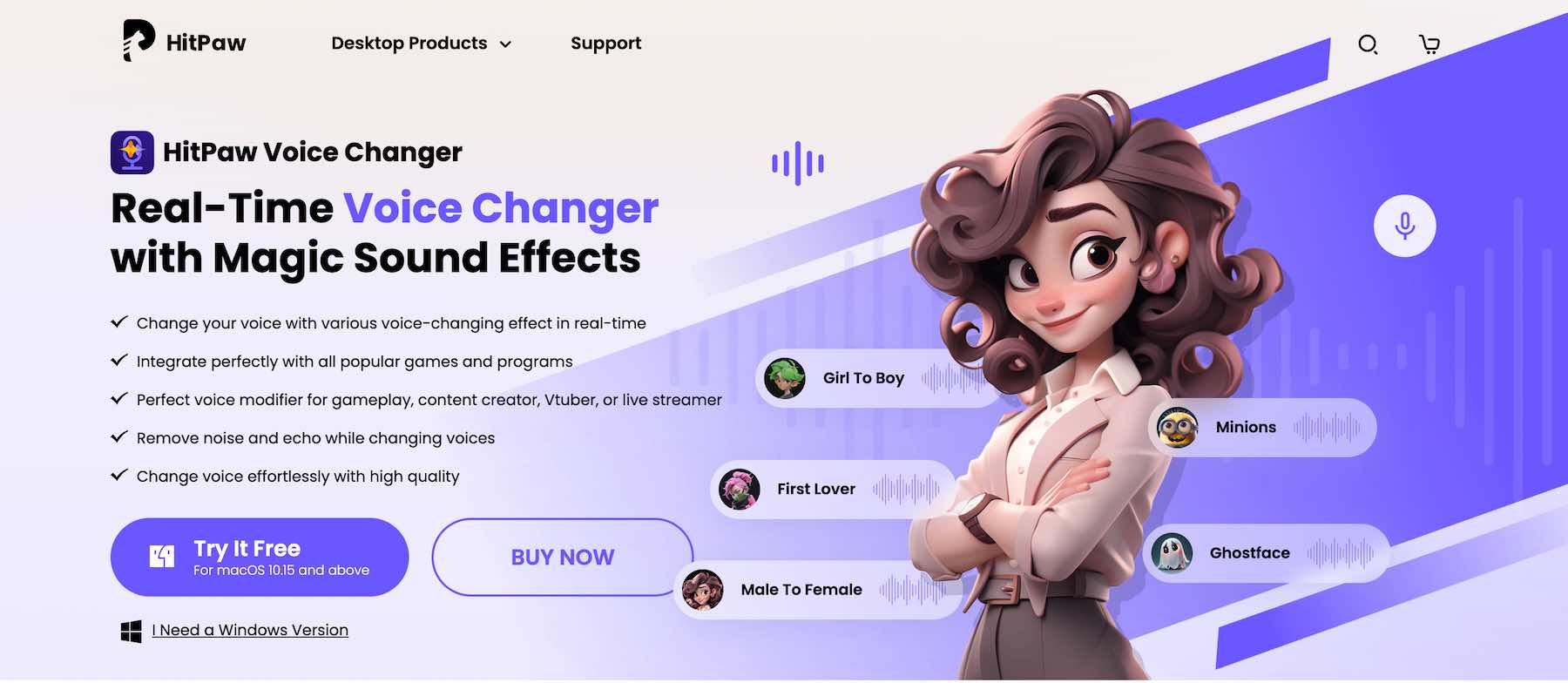 Скриншот сайта Hitpaw AI Voice Changer