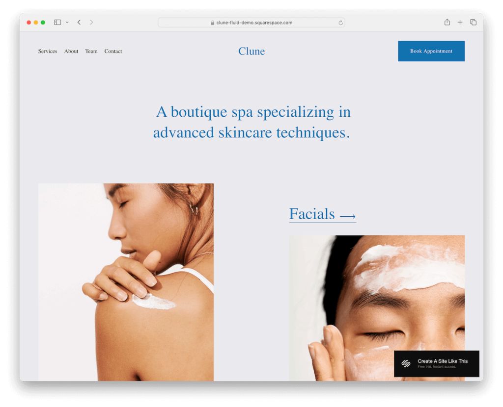 clune squarespace diş hekimi şablonu