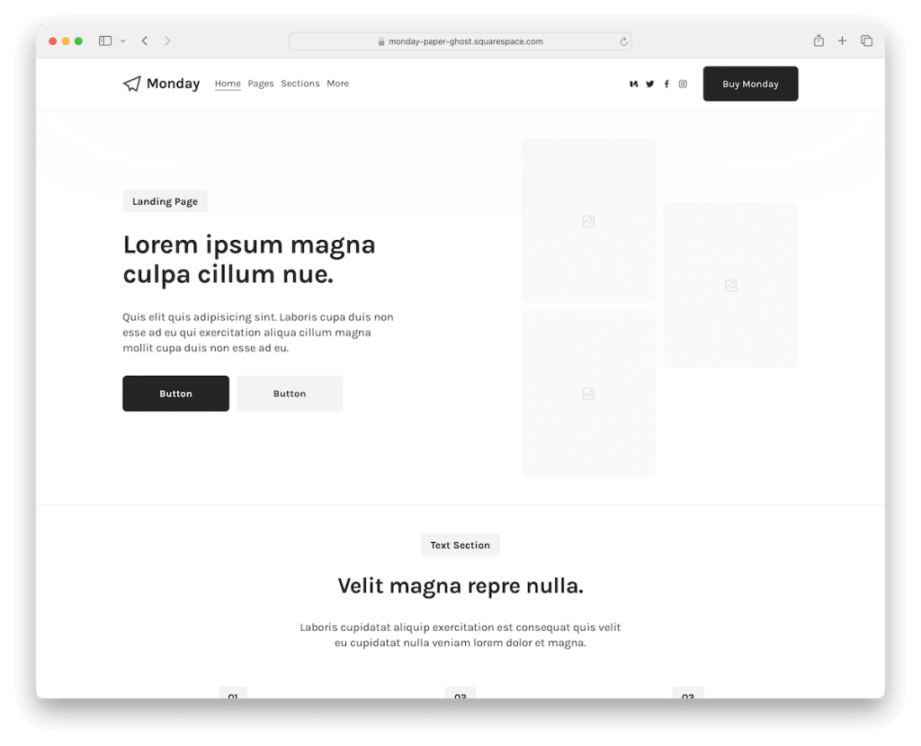 pazartesi squarespace şablonu