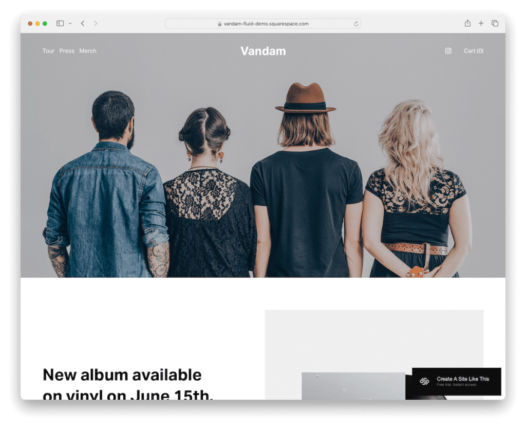 modèle de musicien vandam squarespace