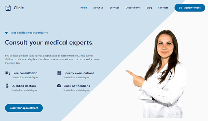 2024 年 10 个最佳 WordPress 医生诊所主题和模板 6 generatepress clinic 51 1