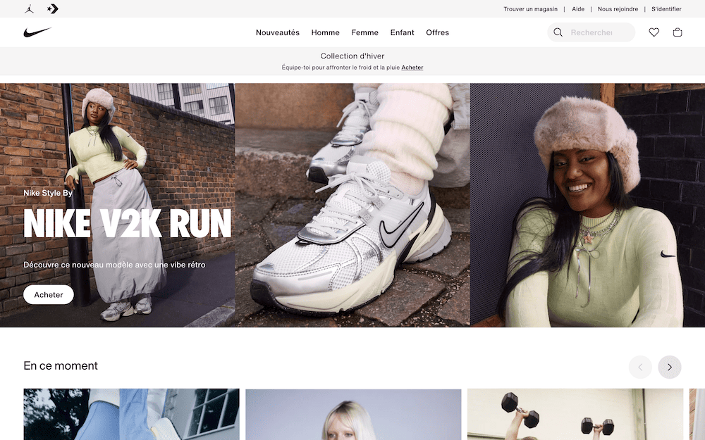 Situs web Nike versi Perancis.