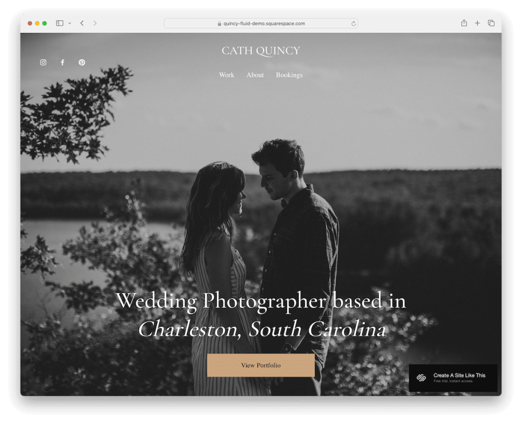 modèle de photographe de mariage Quincy Squarespace