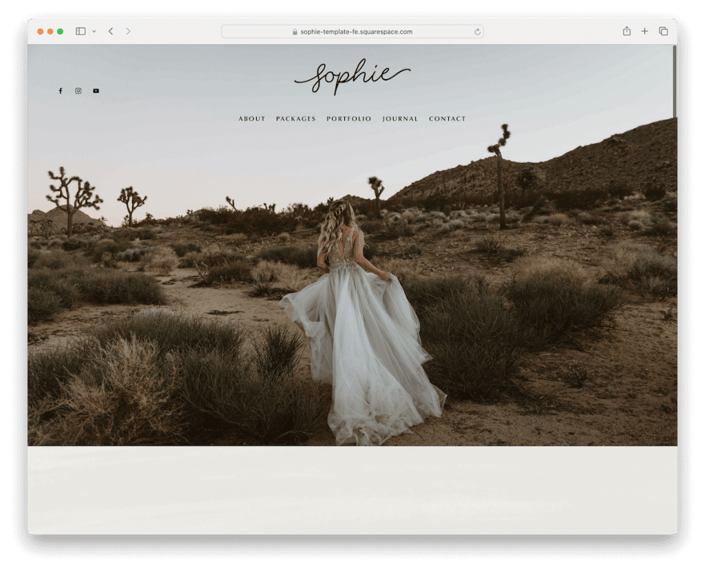 modèle de photographe de mariage Sophie Squarespace