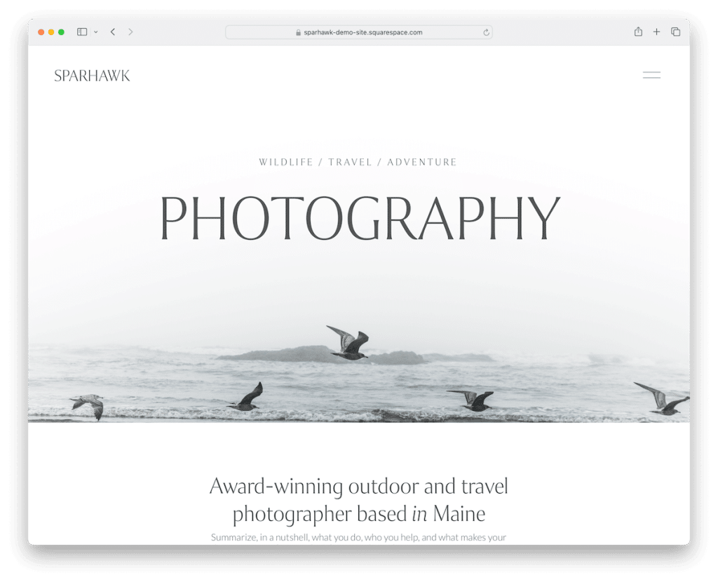 modèle de photographe de mariage sparhawk squarespace