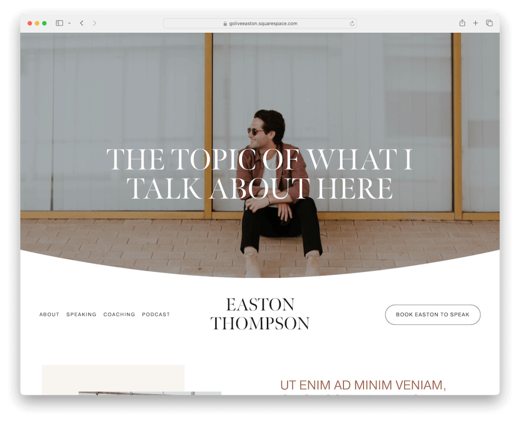 szablon tła wideo easton Squarespace