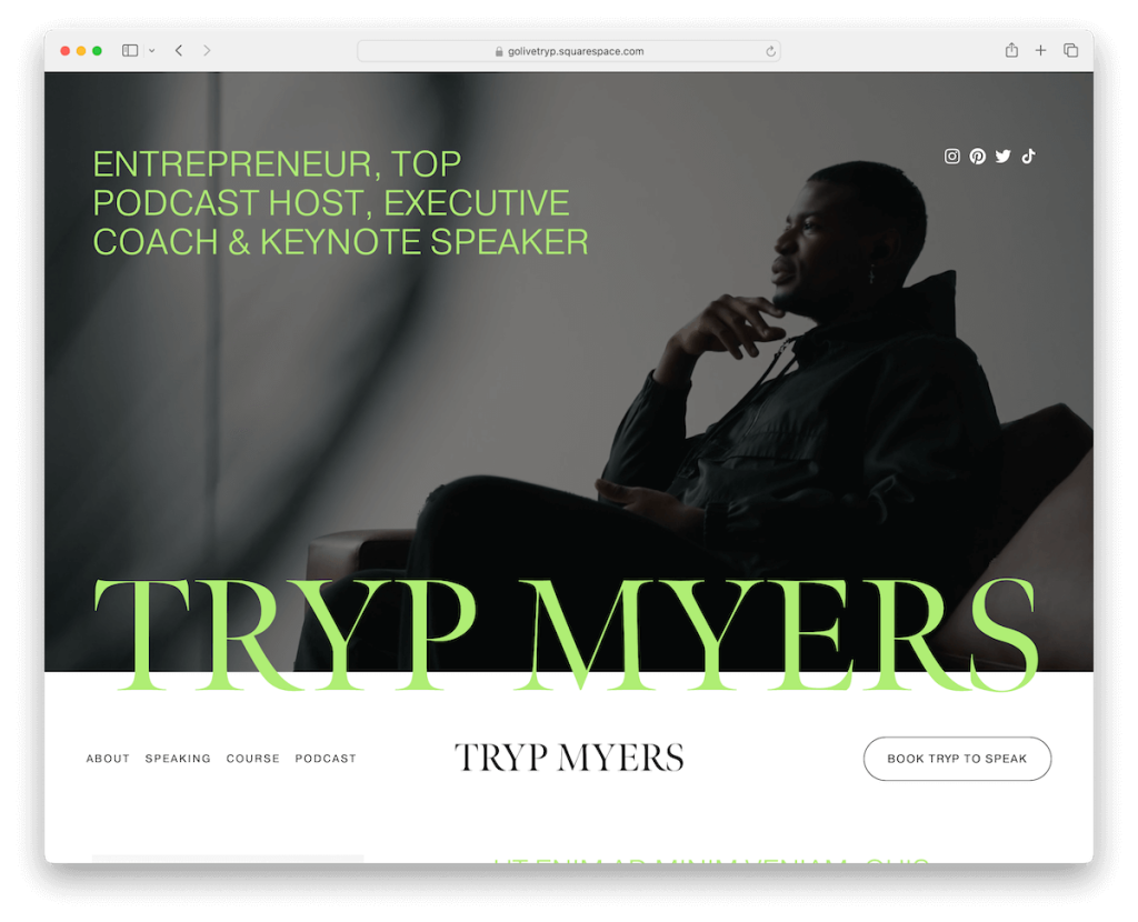 modèle d'arrière-plan vidéo tryp squarespace