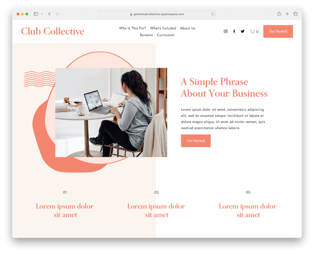 modèle d'arrière-plan vidéo clubcollective squarespace