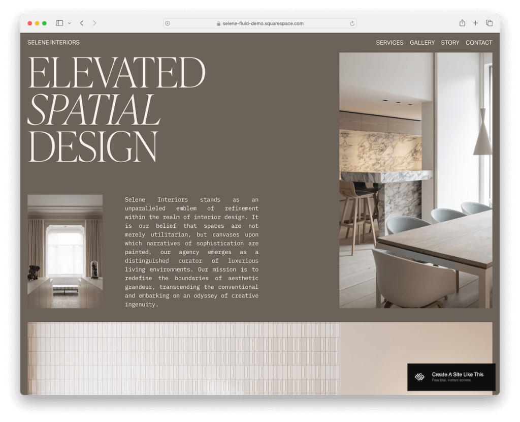 luksusowy szablon Selene Squarespace