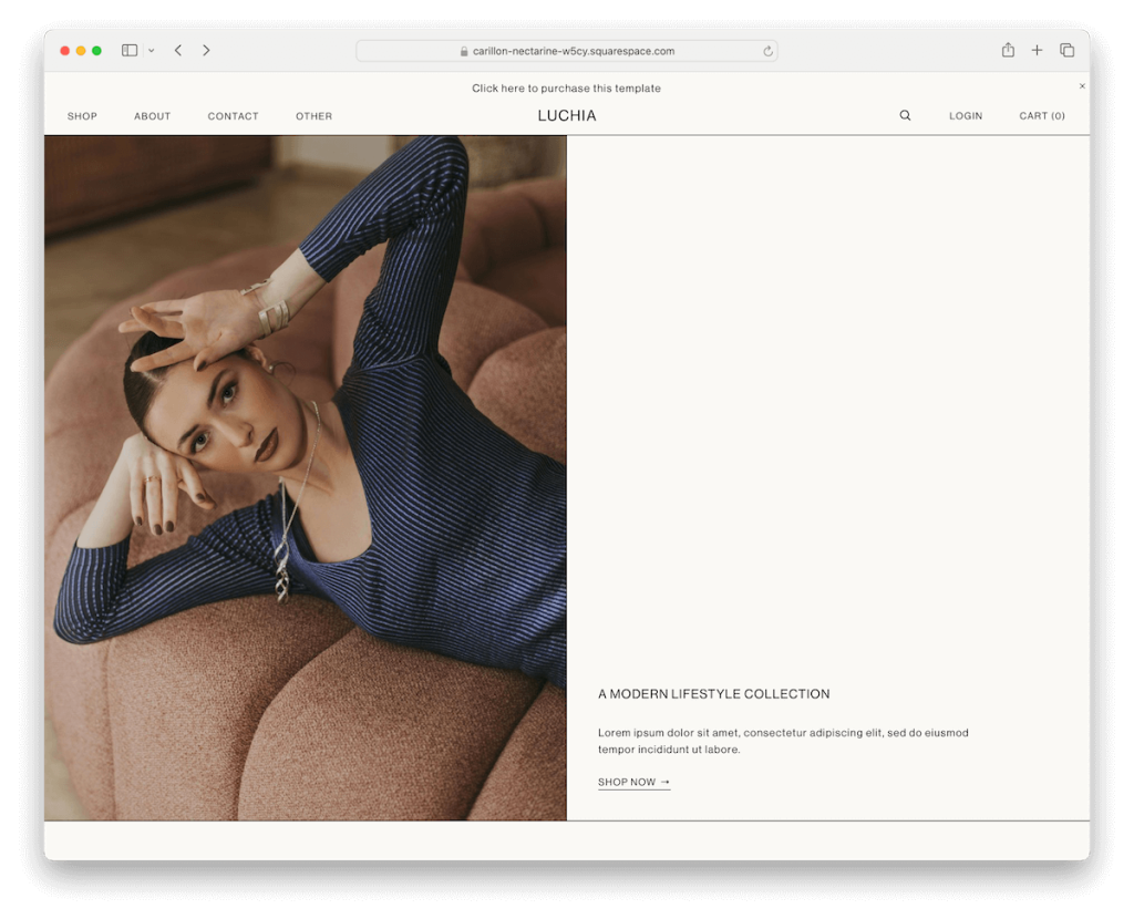 Luchia Squarespace Luxus-Vorlage