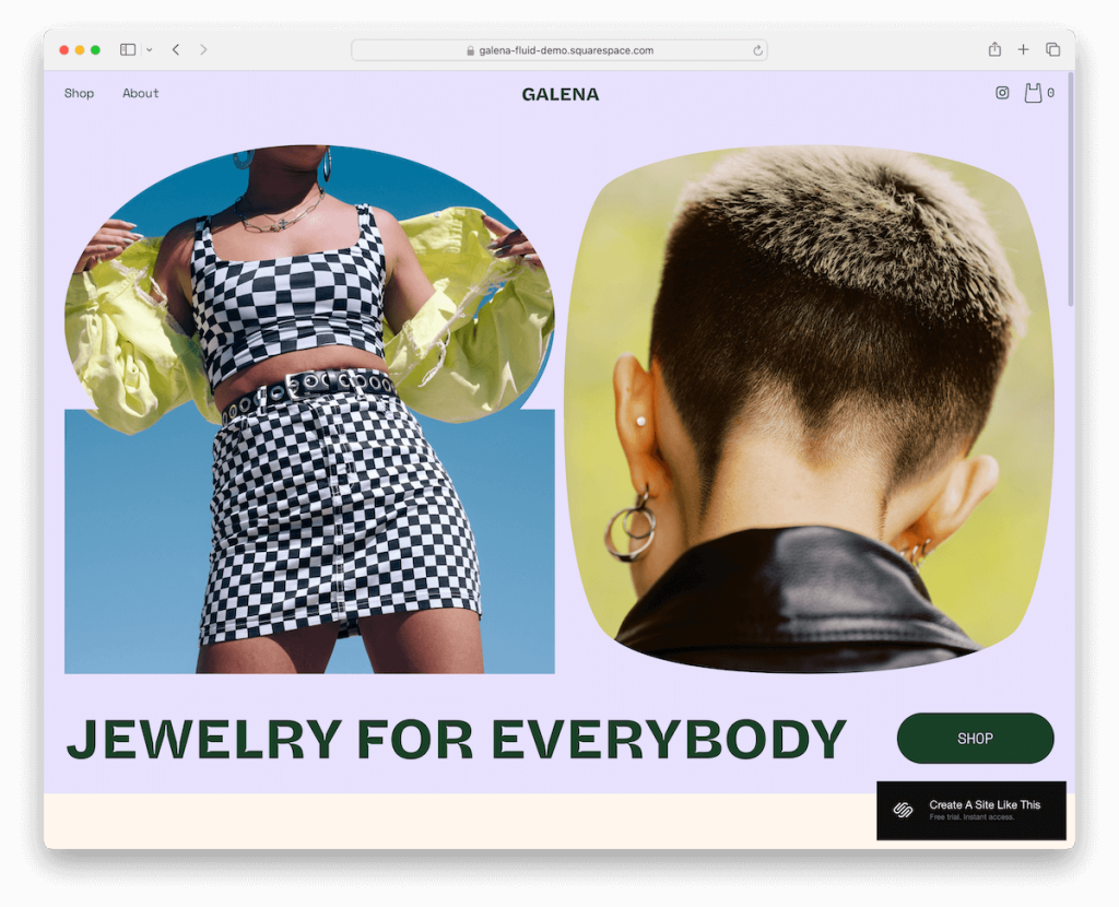 luksusowy szablon galena Squarespace
