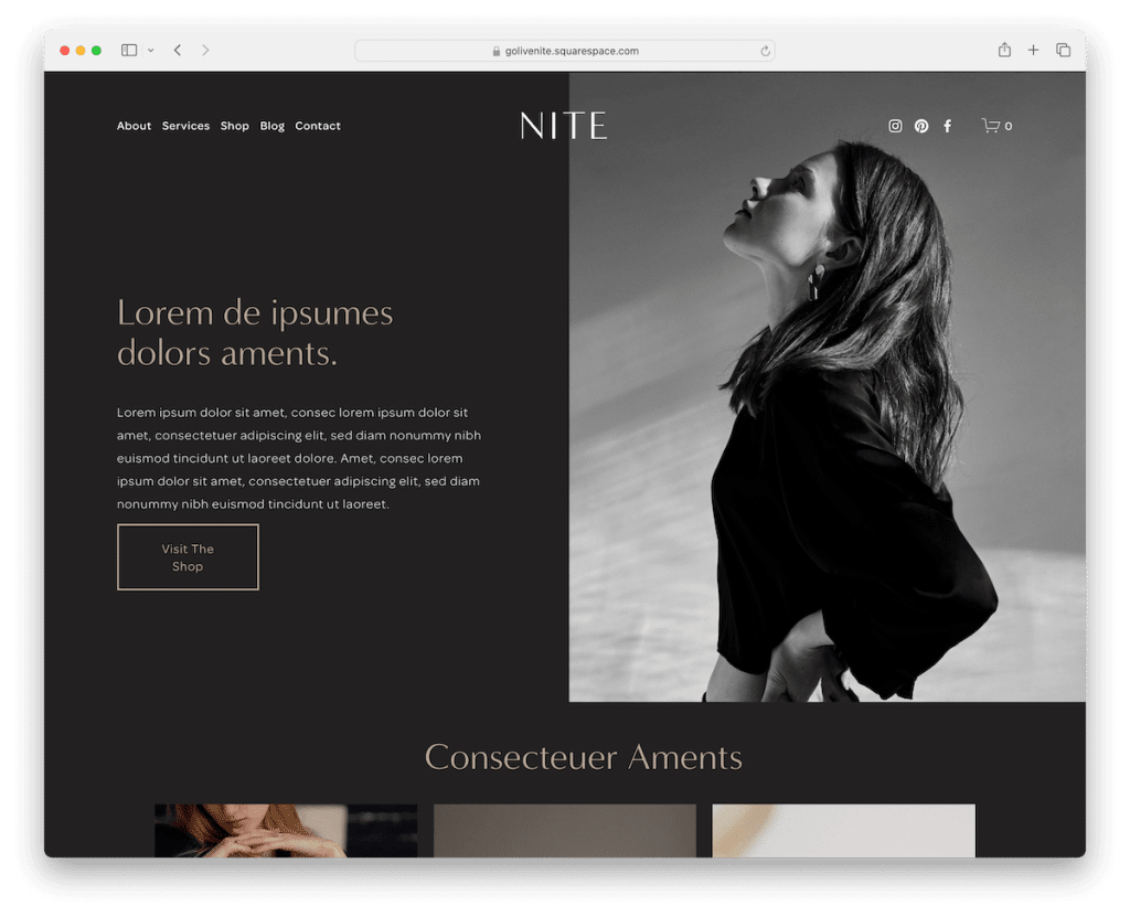 modèle de luxe nite squarespace