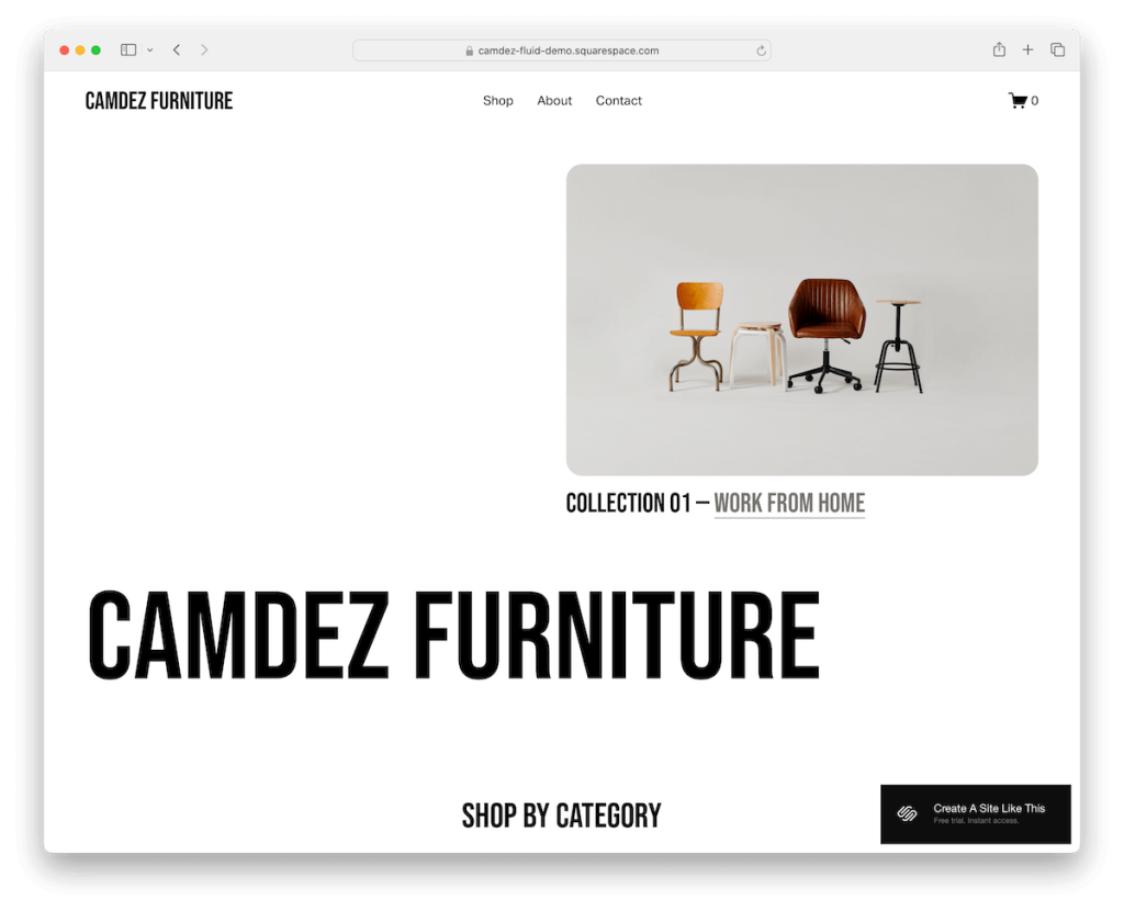 luksusowy szablon camdez Squarespace