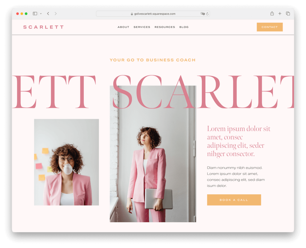 modèle de parallaxe Scarlett Squarespace