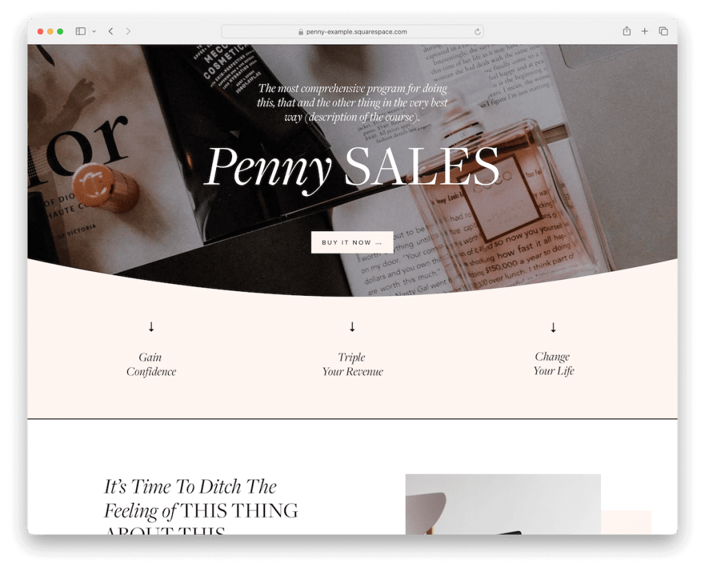 modèle de parallaxe Penny Squarespace