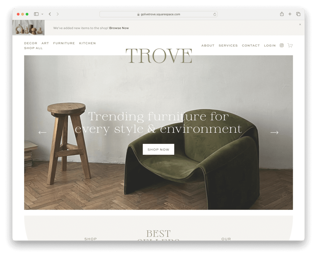 modèle de parallaxe trove squarespace