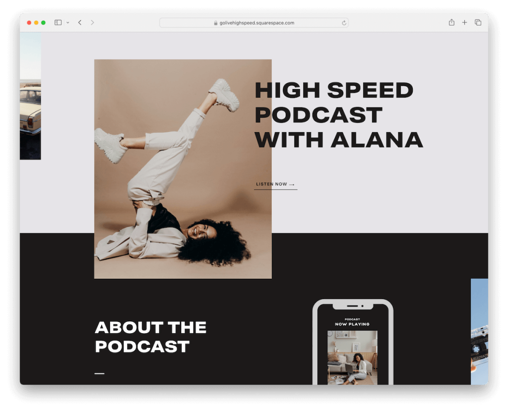 Podcast-Seite Squarespace Parallax-Vorlage