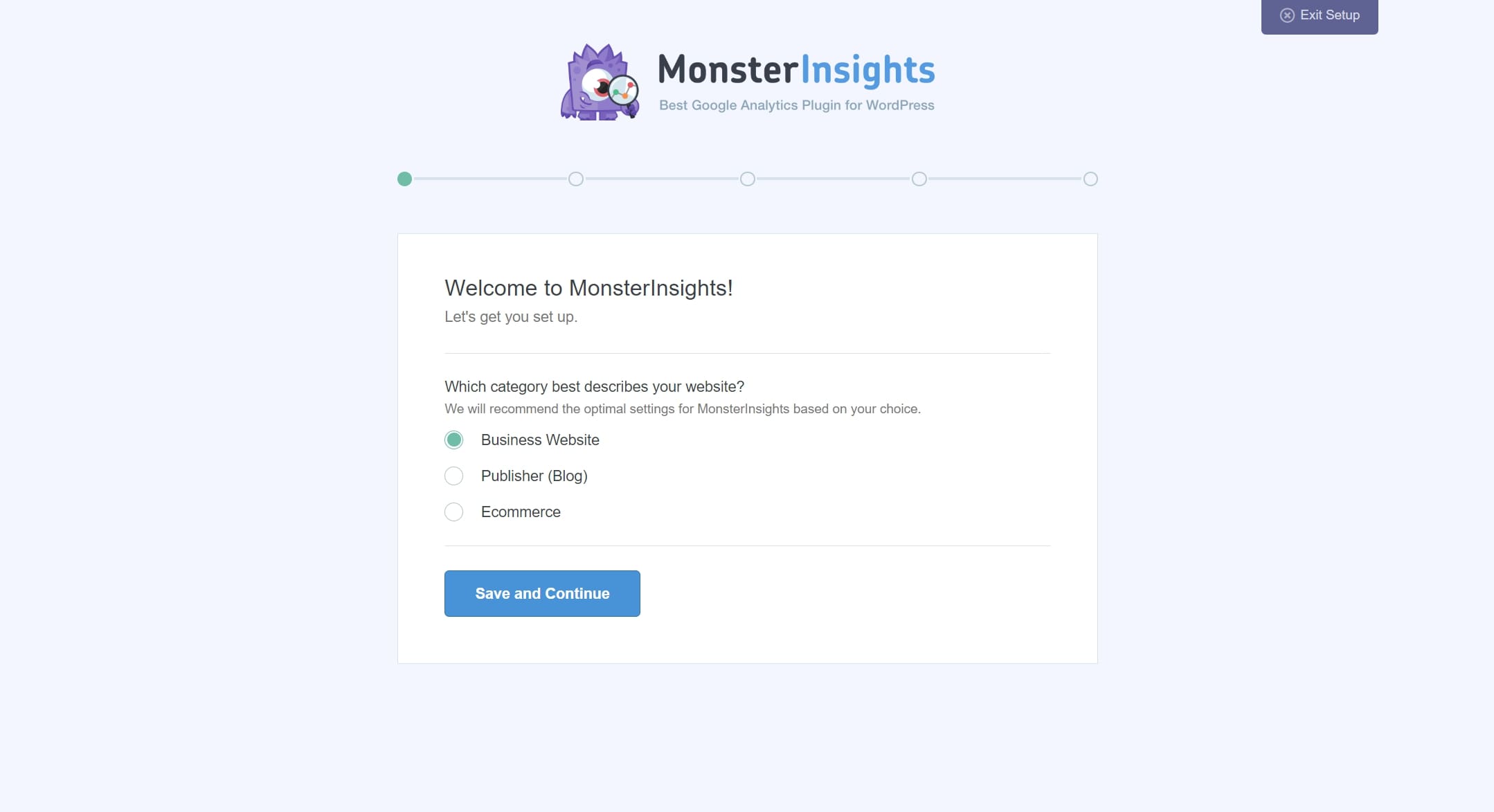 configuración de monsterinsights