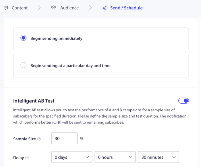 Ustaw opcje inteligentnych testów A/B