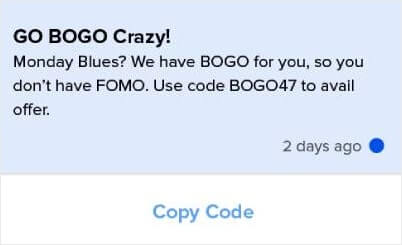 Exemples de notifications push BOGO