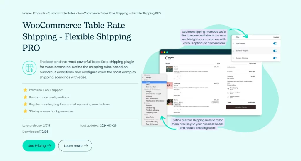 Tabella delle tariffe di spedizione per WooCommerce tramite spedizione flessibile - Home page